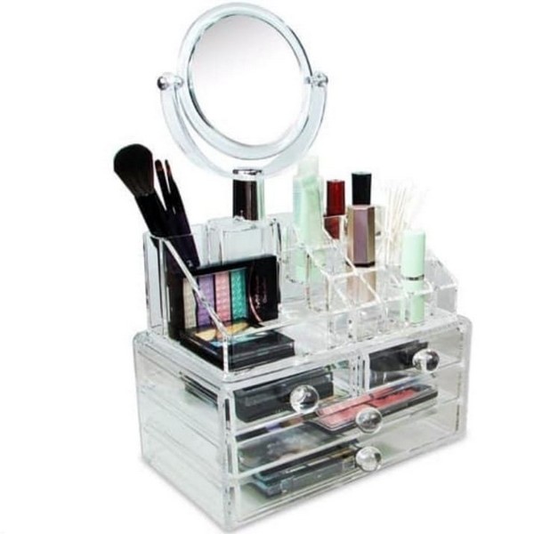 Acrylic Cosmetics Organizer With Mirror